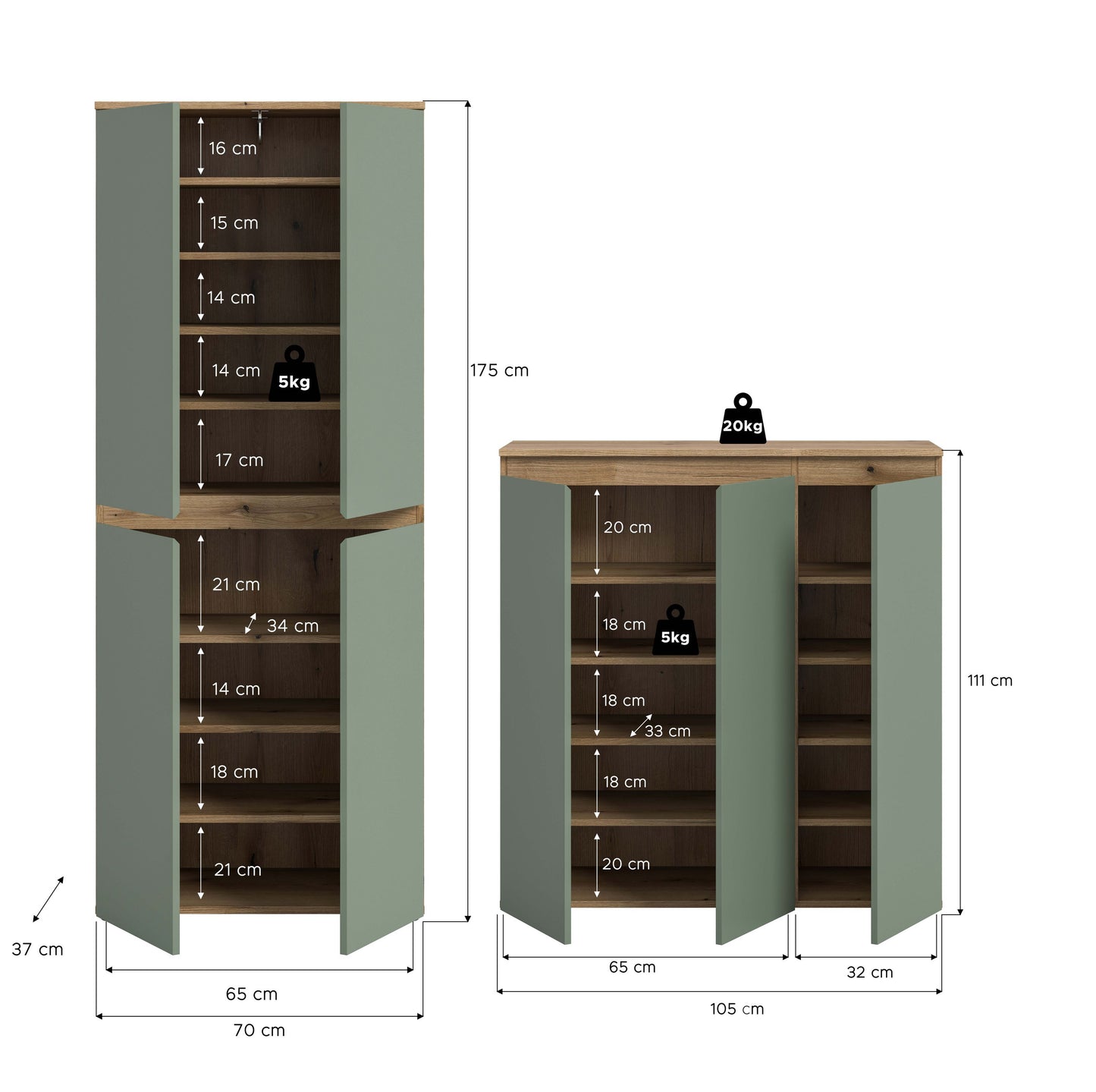 Homes & Jones Universalschrank 2-tlg., Mehrzweckschrank, Breite Gesamt 190 cm