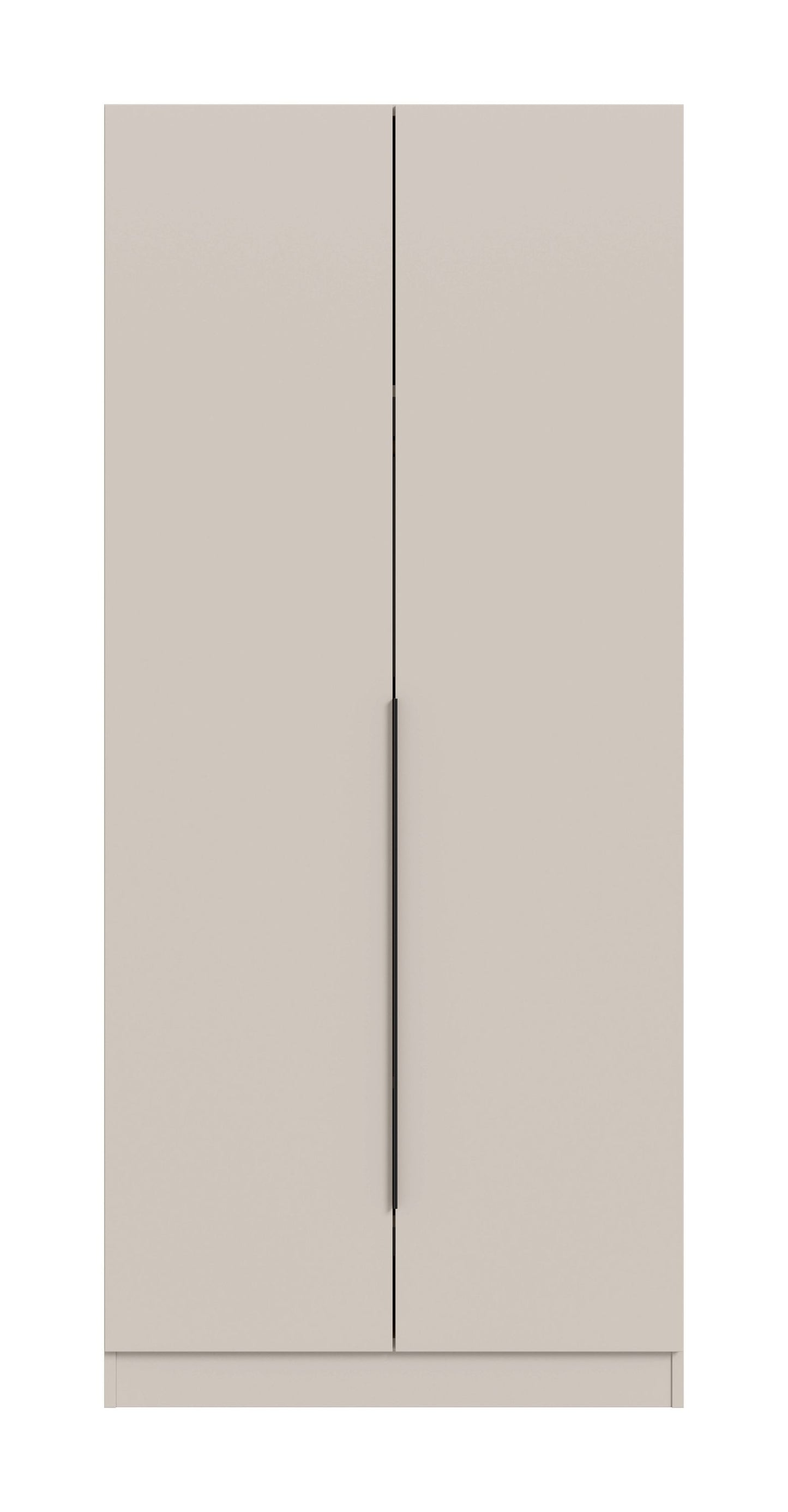 Zweistürige Front mit mittigem Griff, hellbeige Oberfläche
