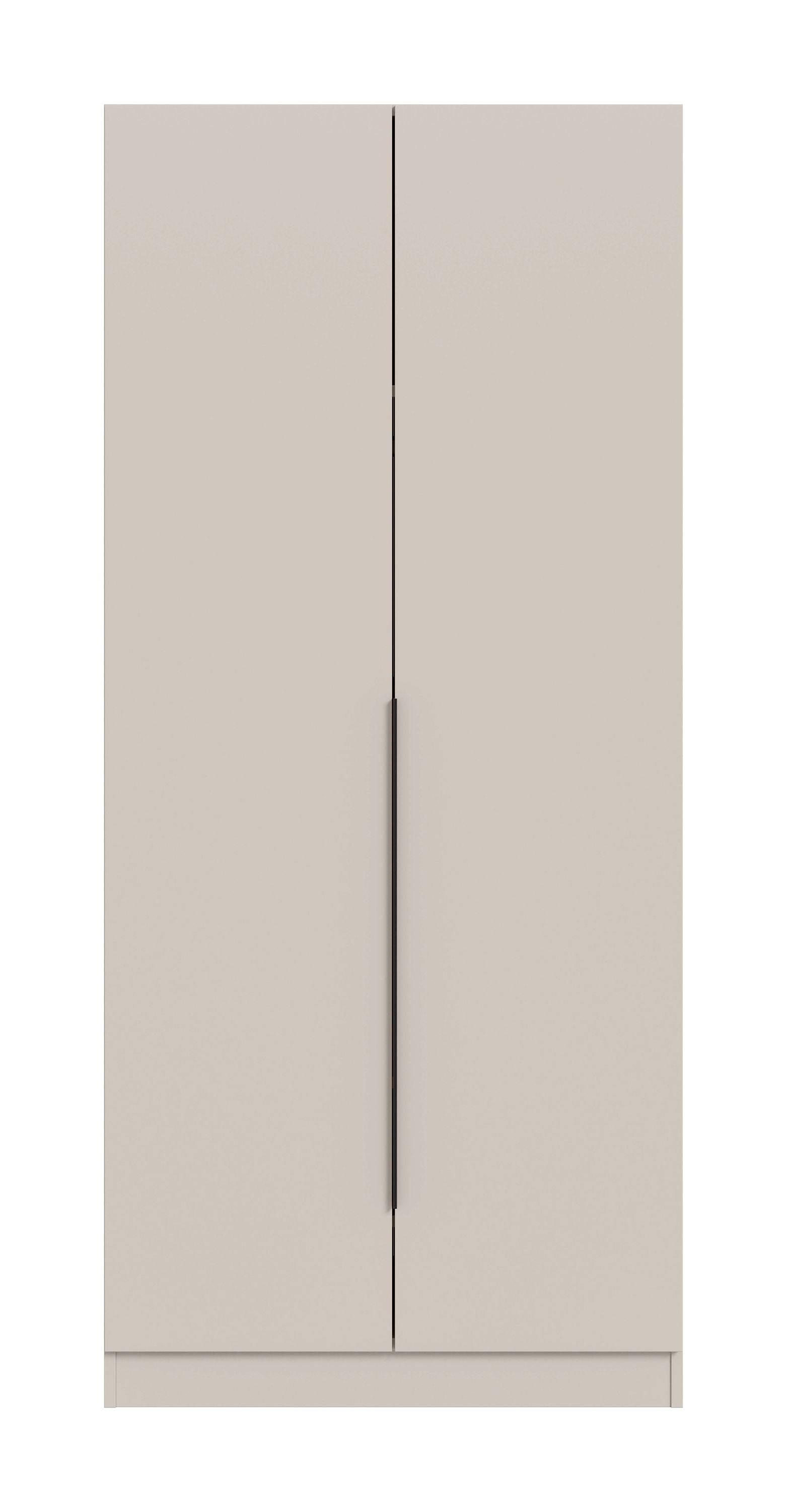 Zweistürige Front mit mittigem Griff, hellbeige Oberfläche