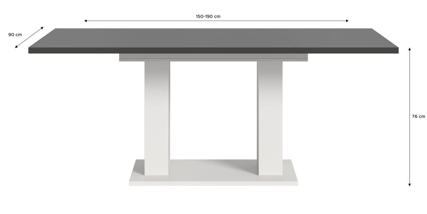 Table de salle à manger MOTION (L/H/P : env. 150/76/90 cm) en blanc/cachemire