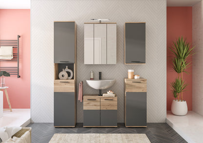 Homes & Jones Bad Spiegelschrank 60 cm breit inkl. Beleuchtung 2-tlg., Badmöbel