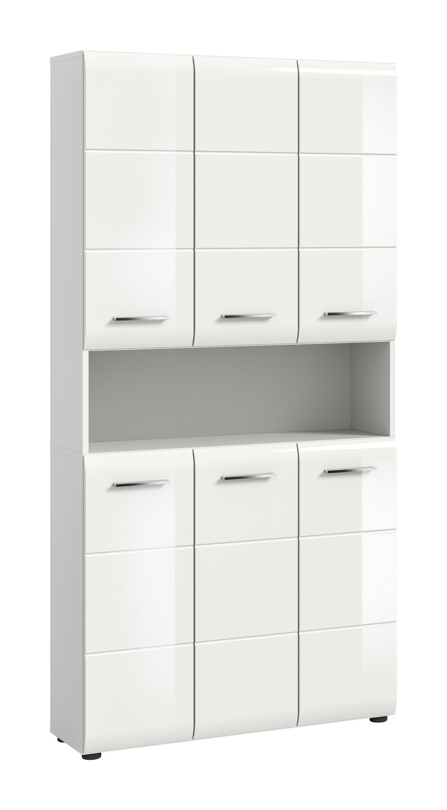Meuble de rangement polyvalent ICE (L/H/P : env. 90/185/30 cm) en imitation chêne Nox/noir mat