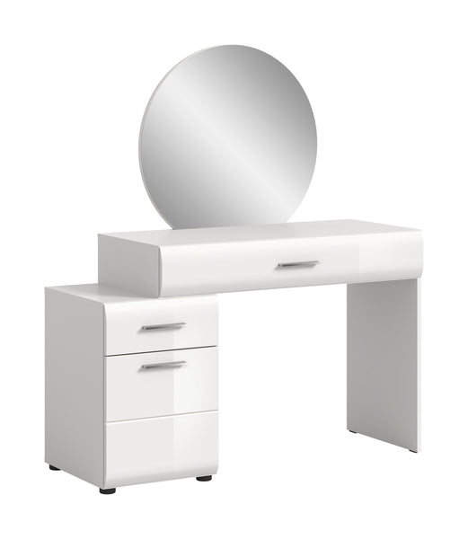 Coiffeuse avec miroir ICE (L/H/P : env. 120/138/47 cm) en blanc/blanc brillant