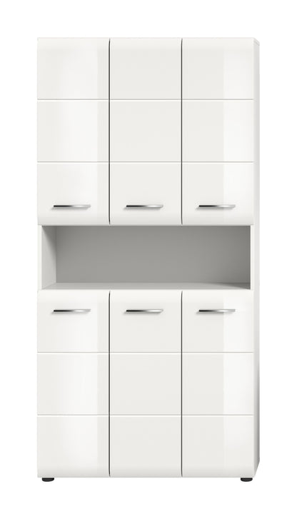 Meuble de rangement polyvalent ICE (L/H/P : env. 90/185/30 cm) en imitation chêne Nox/noir mat