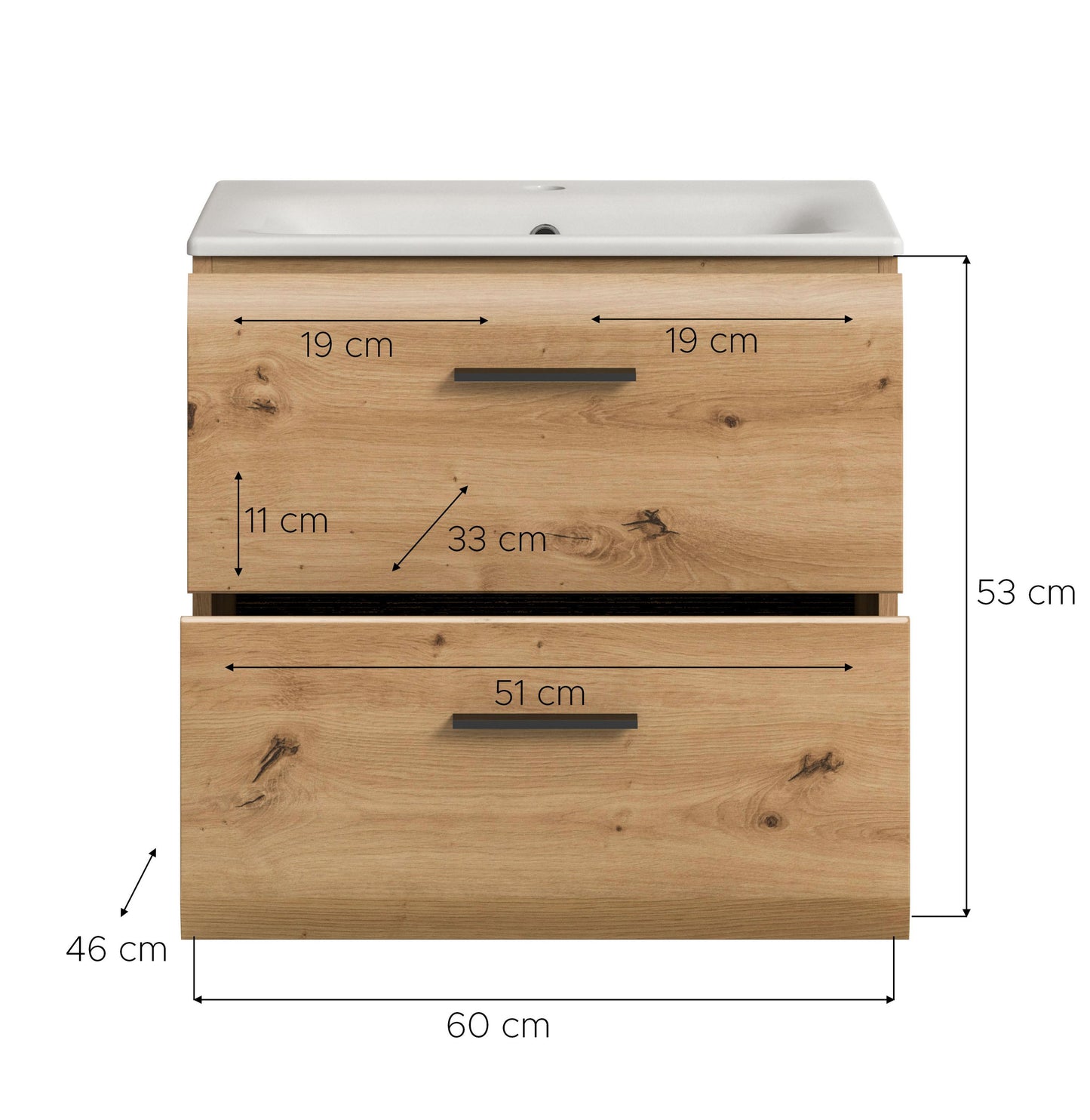 Homes & Jones Waschbeckenunterschrank inkl. Waschbecken, stehend oder hängend