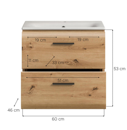 Homes & Jones Waschbeckenunterschrank inkl. Waschbecken, stehend oder hängend