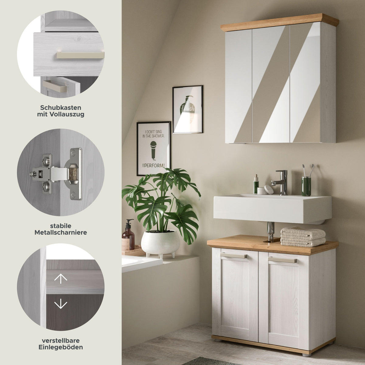 Bathroom set VERONA (W/H/D: approx. 69/187/34 cm) in Sibiu Larch reproduction/Sibiu Larch reproduction