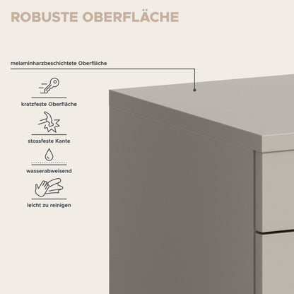 Garderoben-Sitzbank: robuste Oberfläche mit Holzdekorplatte und stoßfester Kante