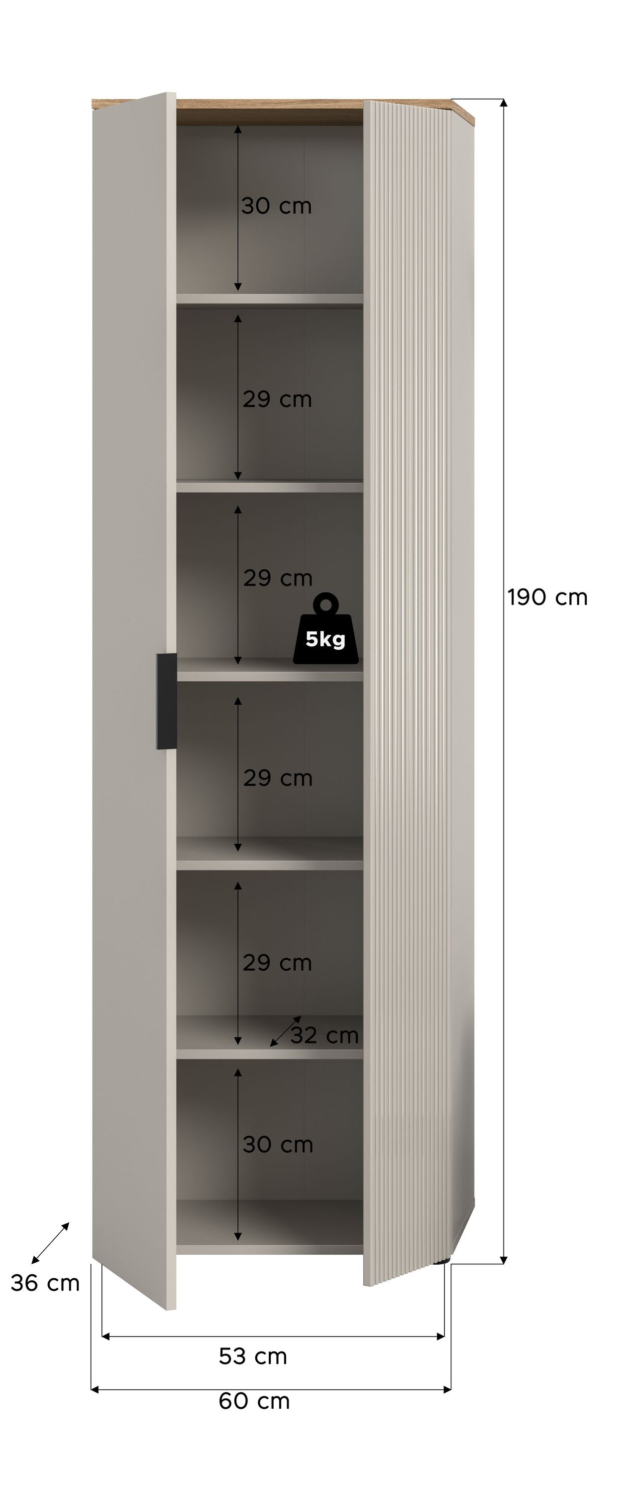 Armoire SLIDE (L/H/P : env. 60/190/36 cm) en cachemire/cachemire