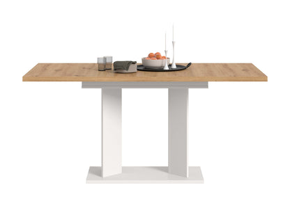 Table de salle à manger GUSTAV (L/H/P : env. 160/76/80 cm) en blanc/imitation chêne Artisan