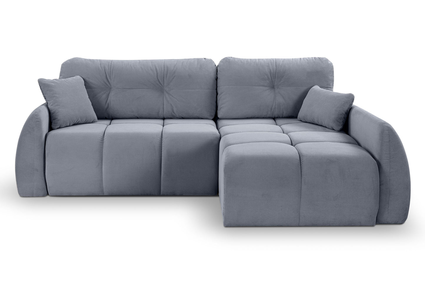 Canapé convertible d'angle Sancho Long – Canapé d'angle tendance en velours côtelé avec fonction couchage