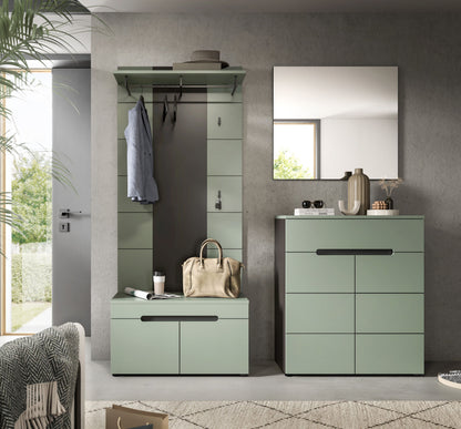 Homes & Jones Garderobenset 4-tlg., 1x Paneel, Sitzbank, Kommode und Spiegel