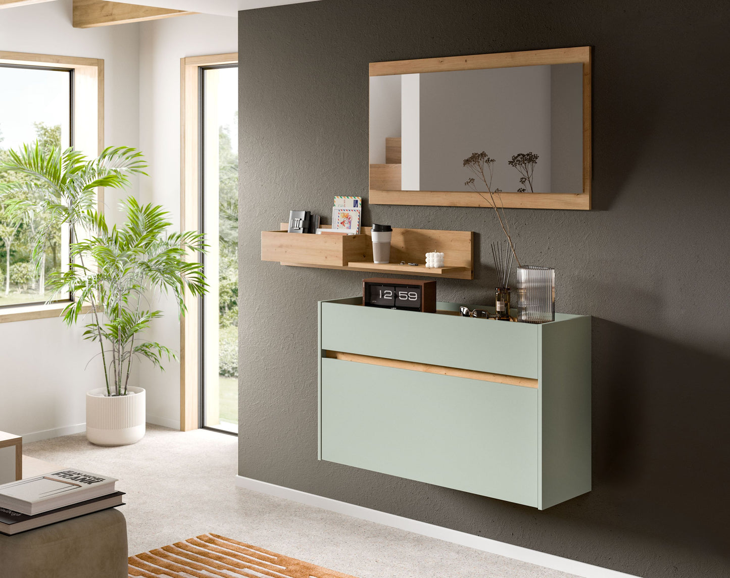Ensemble de vestibule DRIVE (L/H/P : env. 140/192/32 cm) en sauge/sauge