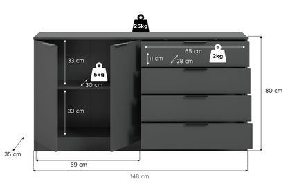Homes & Jones Sideboard-Kommode, Wohnzimmerschrank-Universalschrank, Wohnmöbel