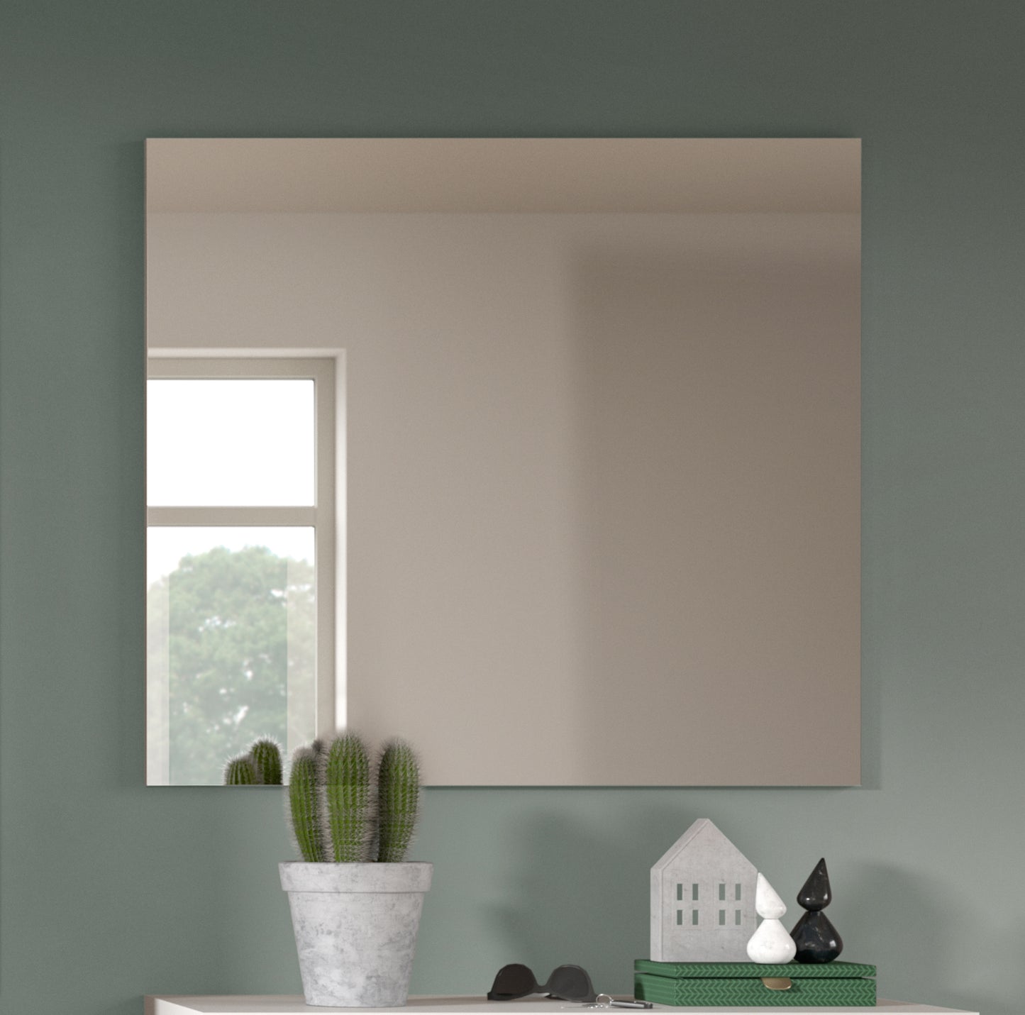 Miroir SOLERO (L/H/P : env. 80/73/2 cm) en blanc/blanc brillant
