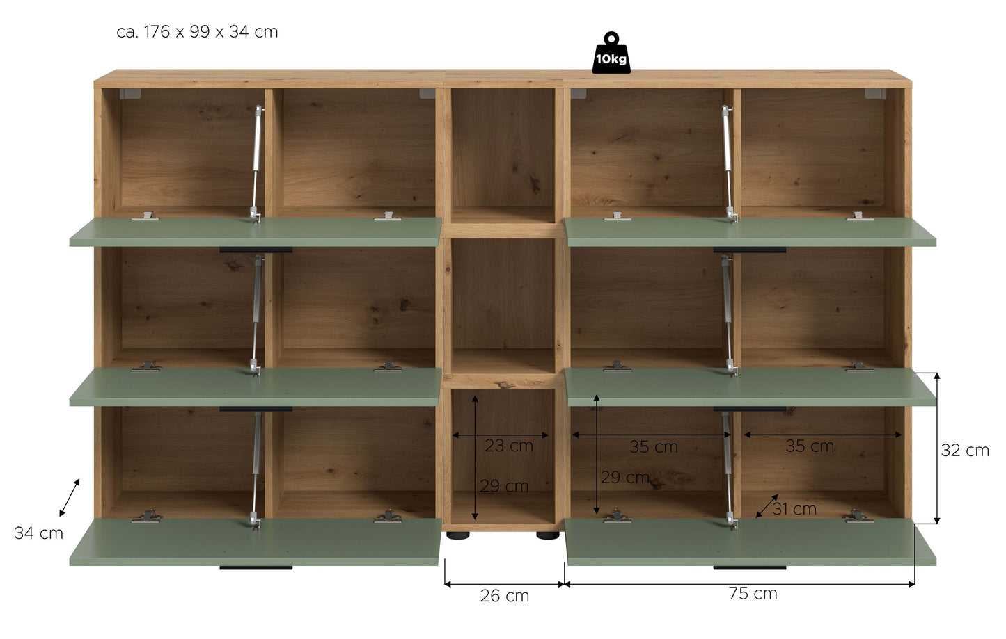 Homes & Jones Wohnwand 3-tlg. TV Möbel Modular Lowboard, Wohnzimmerschrank