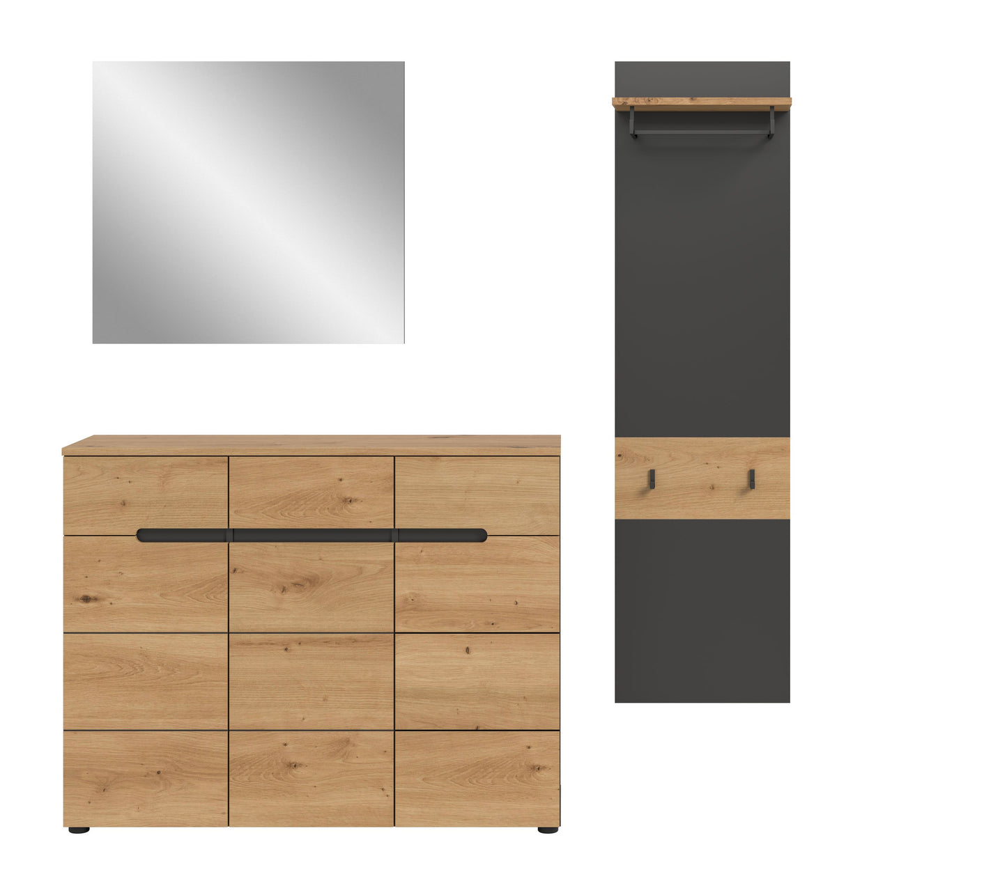 Ensemble de couloir CANU (L/H/P : env. 180/190/37 cm) en gris basalte/vert fumée