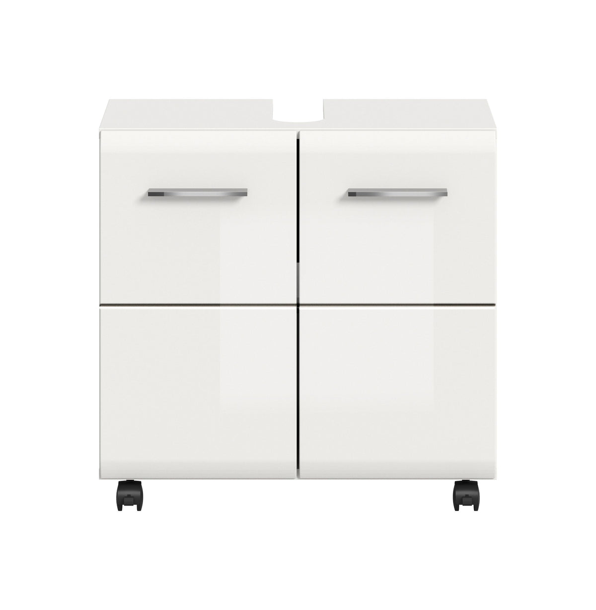 Rolling Washbasin Cabinet ICE (W/H/D: approx. 60/58/30 cm) in Nox Oak finish/matt black