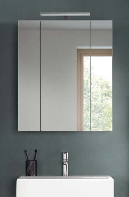 Armoire de toilette avec éclairage ICE (L/H/P : env. 60/70/18 cm) en imitation chêne Nox/noir mat