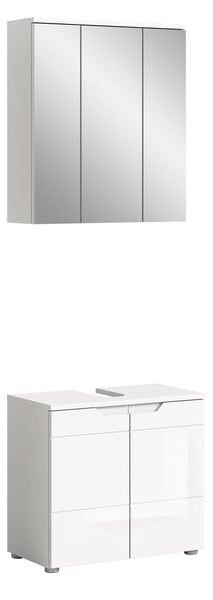 Ensemble de salle de bain SOLERO (L/H/P : env. 63/193/34 cm) en blanc/blanc brillant