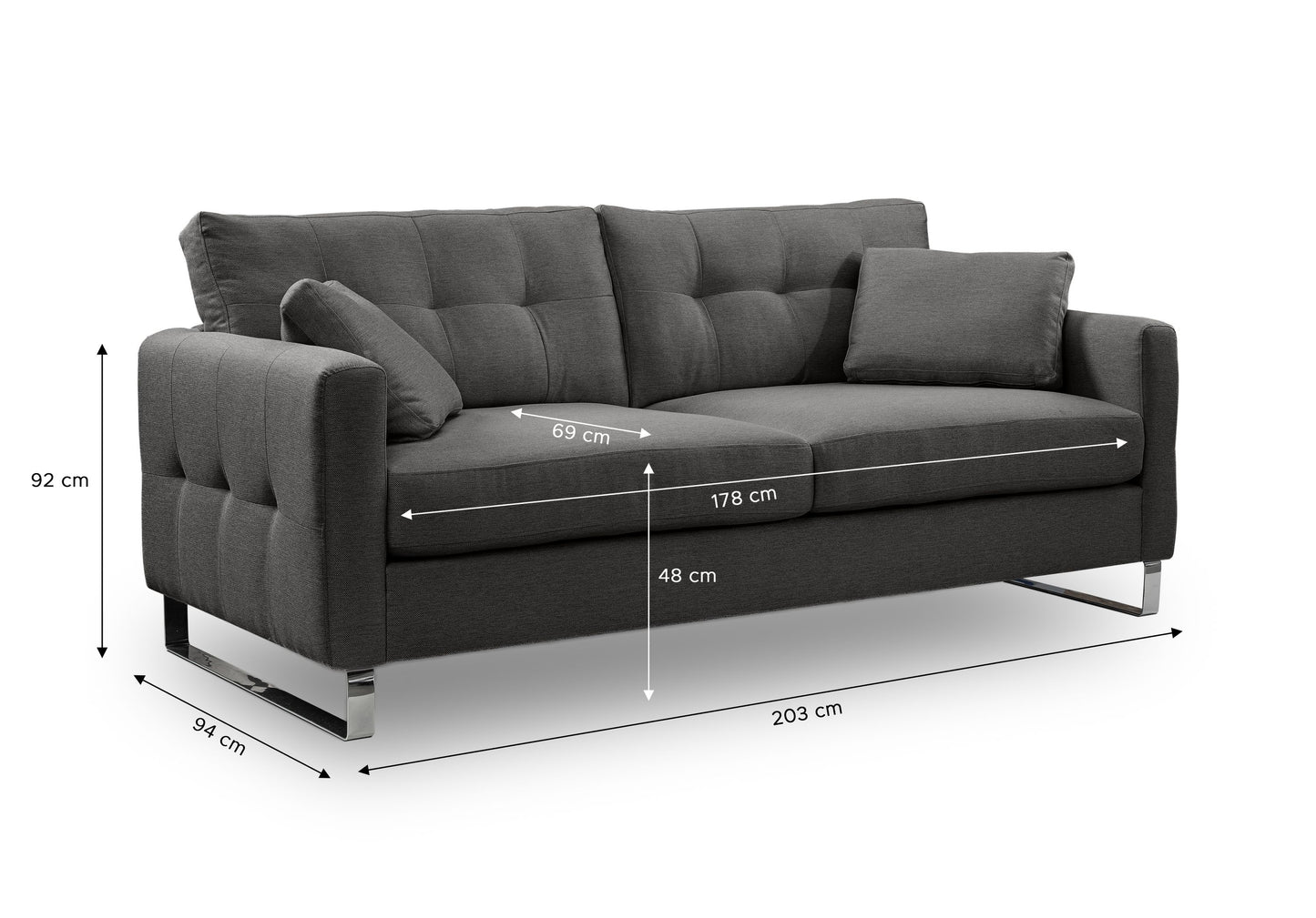 Homes & Jones Sofa 2,5-Sitzer, Modernes Sofa mit Stoffbezug in Flachgewebe