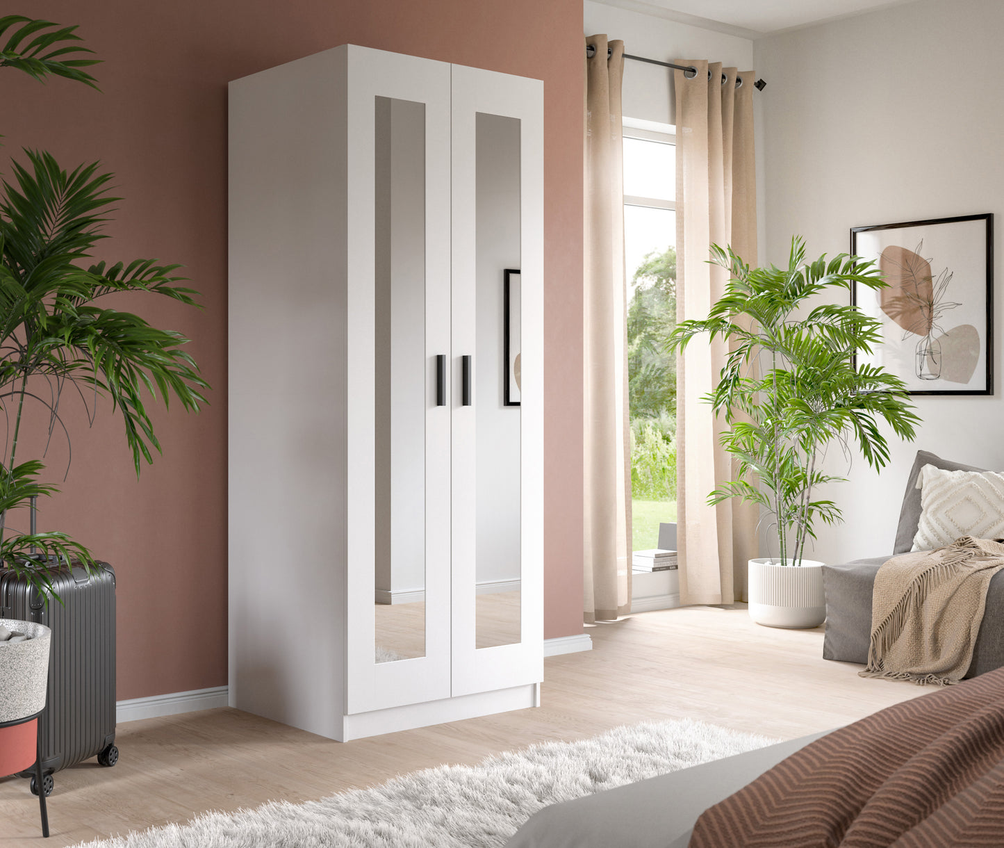 Homes & Jones Kleiderschrank weiß 80 cm breit 2-türig, Schlafzimmerschrank