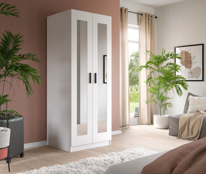 Homes & Jones Kleiderschrank weiß 80 cm breit 2-türig, Schlafzimmerschrank