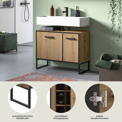 Homes & Jones Waschbeckenunterschrank 80 cm breit, Badezimmerschrank auf Kufen