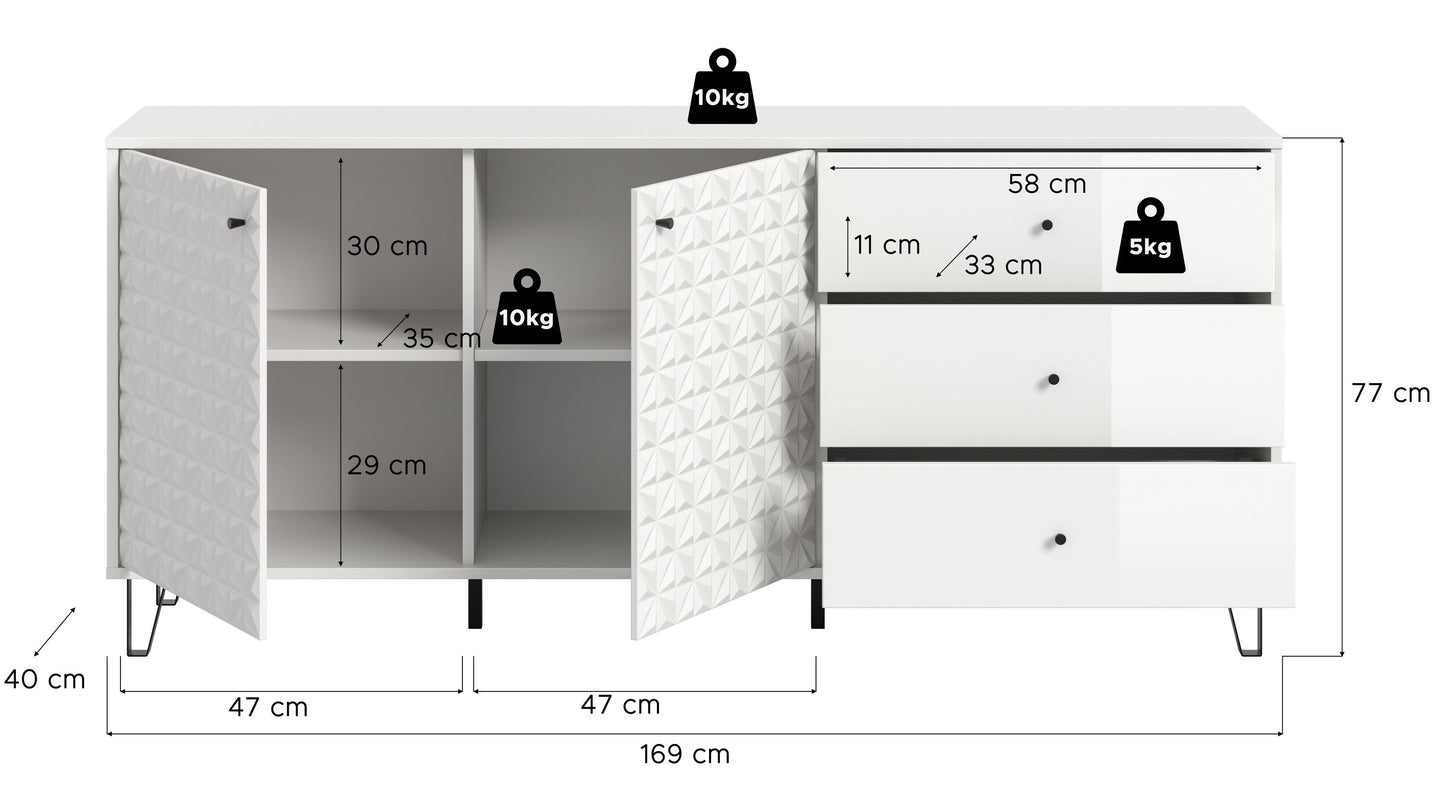 Homes & Jones Sideboard-Wohnzimmerschrank 169 cm breit, Wohnmöbel