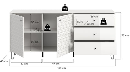 Homes & Jones Sideboard-Wohnzimmerschrank 169 cm breit, Wohnmöbel