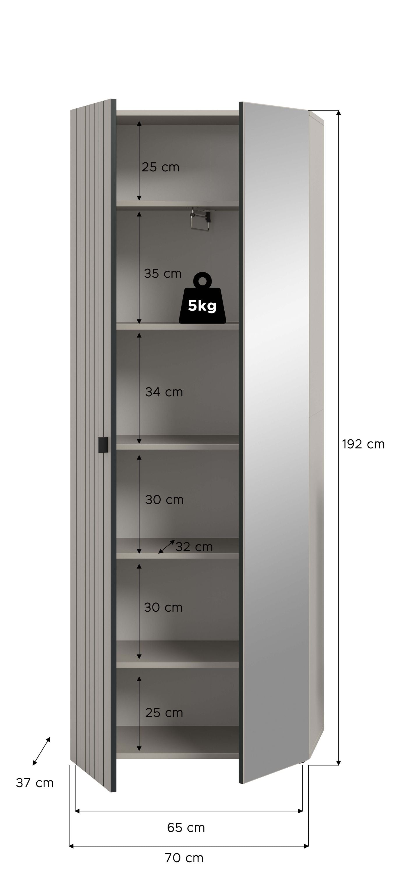 Armoire-vestiaire STATION (L/H/P : env. 70/192/37 cm) en cachemire/cachemire