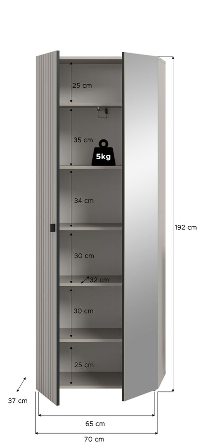 Armoire-vestiaire STATION (L/H/P : env. 70/192/37 cm) en cachemire/cachemire