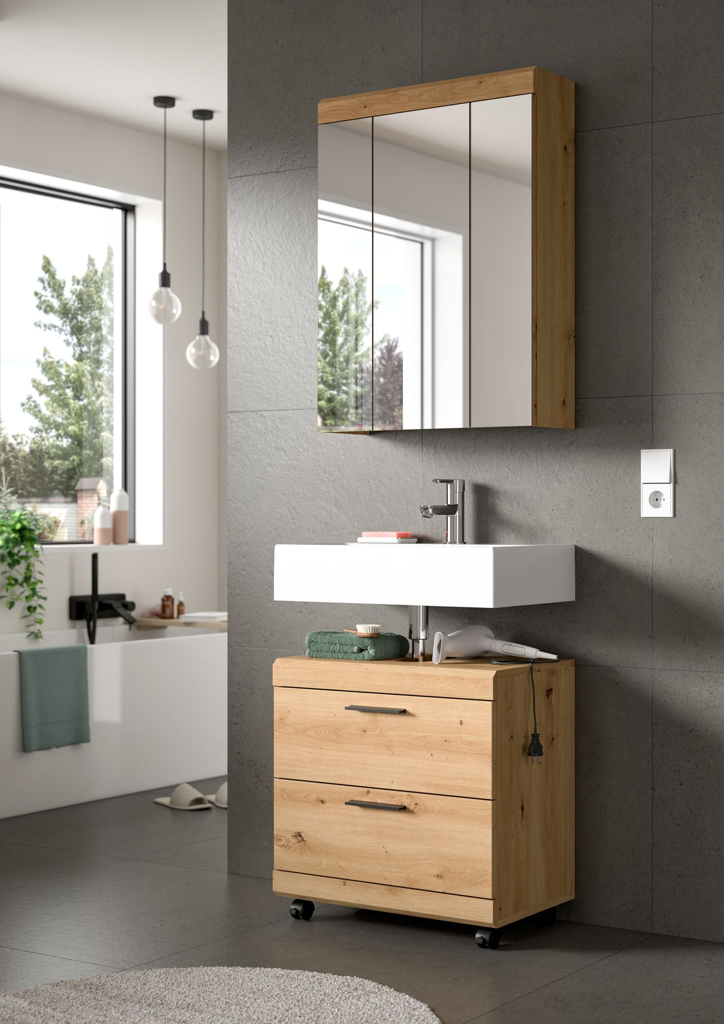 Homes & Jones Waschbeckenunterschrank auf Rollen, Schrank easy to handle