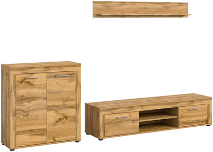 Meuble TV JAM (L/H/P : env. 255/159/40 cm) en imitation chêne Wotan/gris