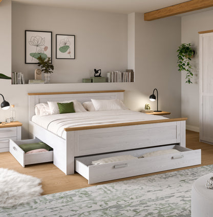 Homes & Jones Bett 180x200 Landhausstil, Bett mit Bettkasten im Landhausstil