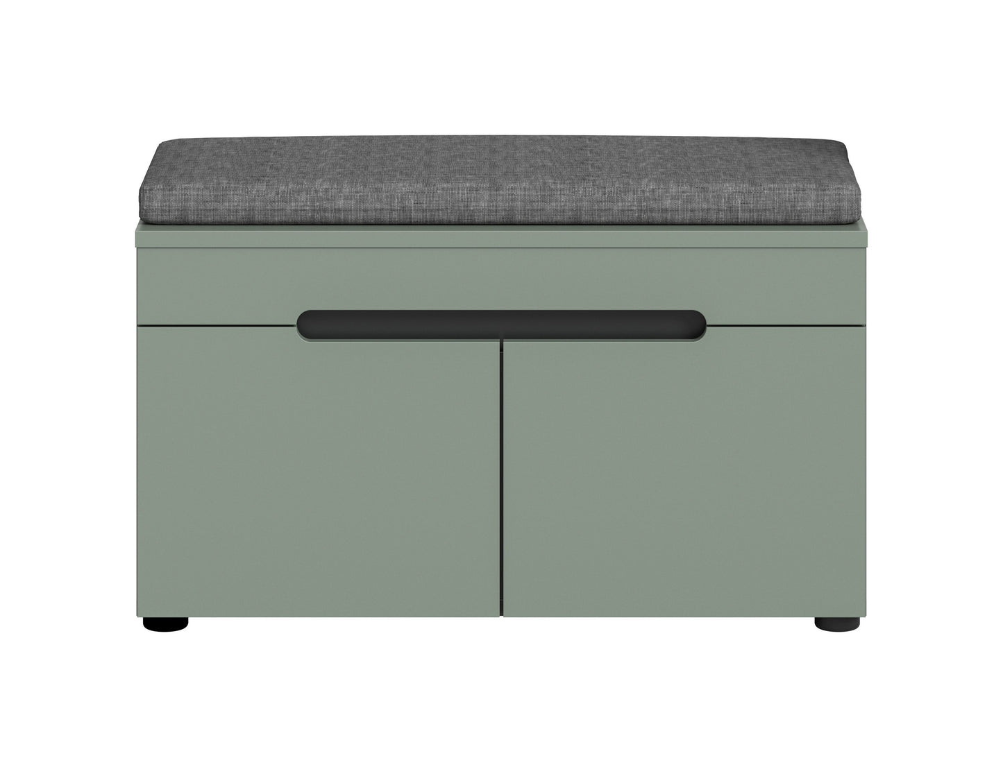 Banquette avec coussin d'assise CANU (L/H/P : env. 80/45/37 cm) gris basalte/vert fumée