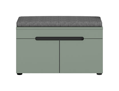 Banquette avec coussin d'assise CANU (L/H/P : env. 80/45/37 cm) gris basalte/vert fumée