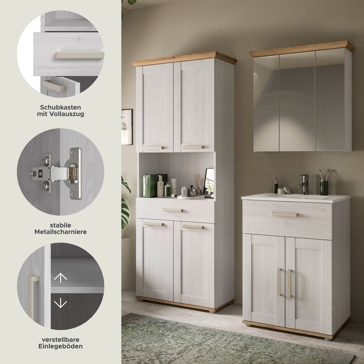 Bathroom Set VERONA (W/H/D: approx. 149/187/45 cm) in Sibiu Larch Reproduction/Sibiu Larch Reproduction
