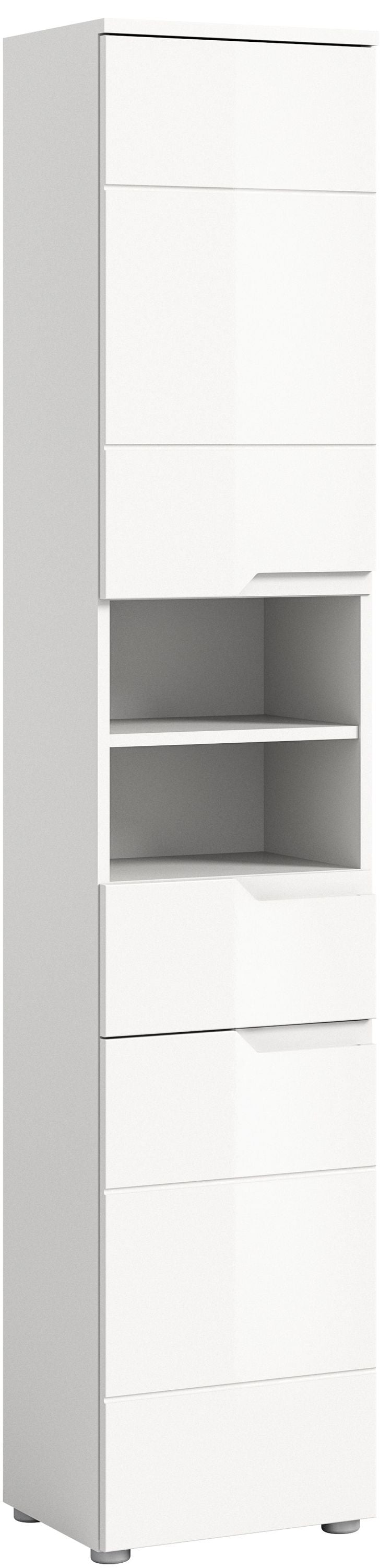 Homes & Jones Badhochschrank weiß Hochglanz Front, Badschrank-Badmöbel
