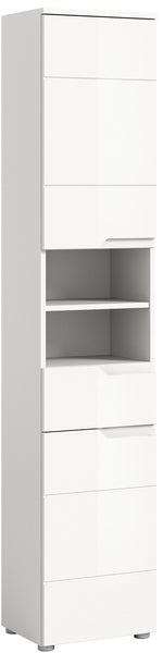 Colonne de rangement SOLERO (L/H/P : env. 38/193/34 cm) en blanc/blanc brillant