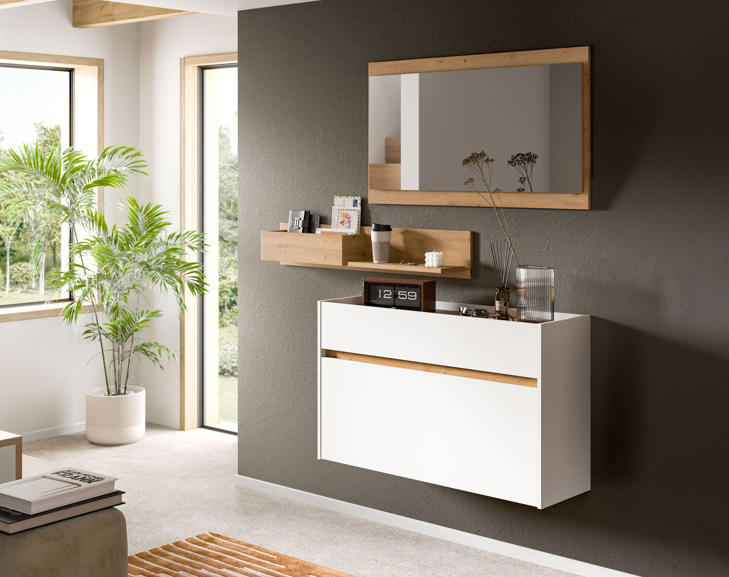 Ensemble de vestibule DRIVE (L/H/P : env. 140/192/32 cm) en sauge/sauge