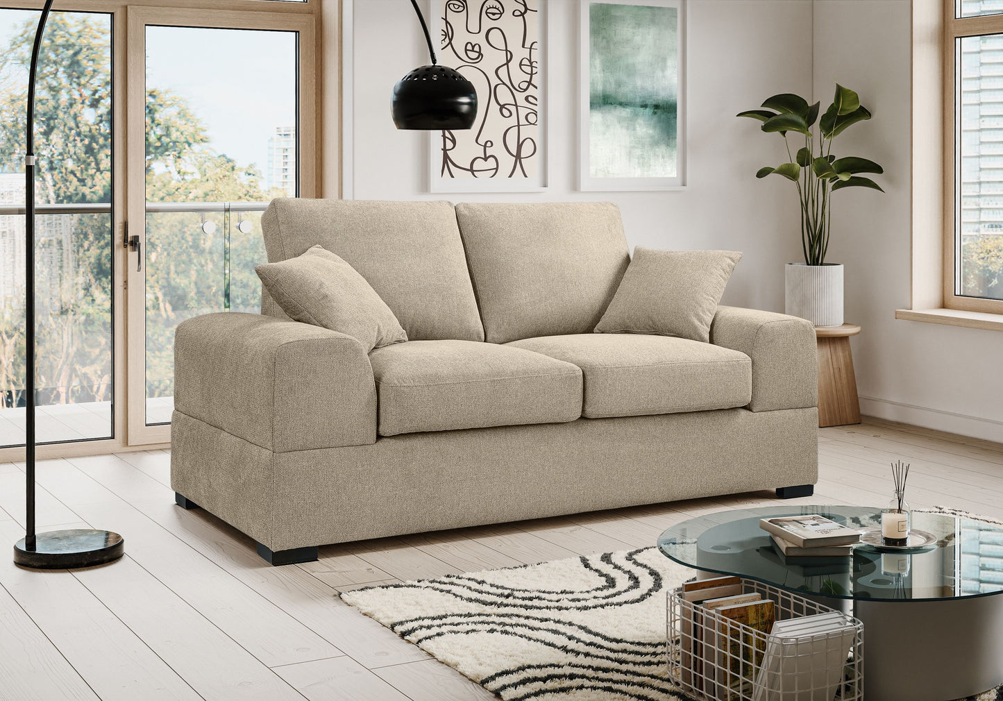 Homes & Jones Sofa 2-Sitzer mit Stoffbezug, Modernes Kompaktes Sofa pflegeleicht