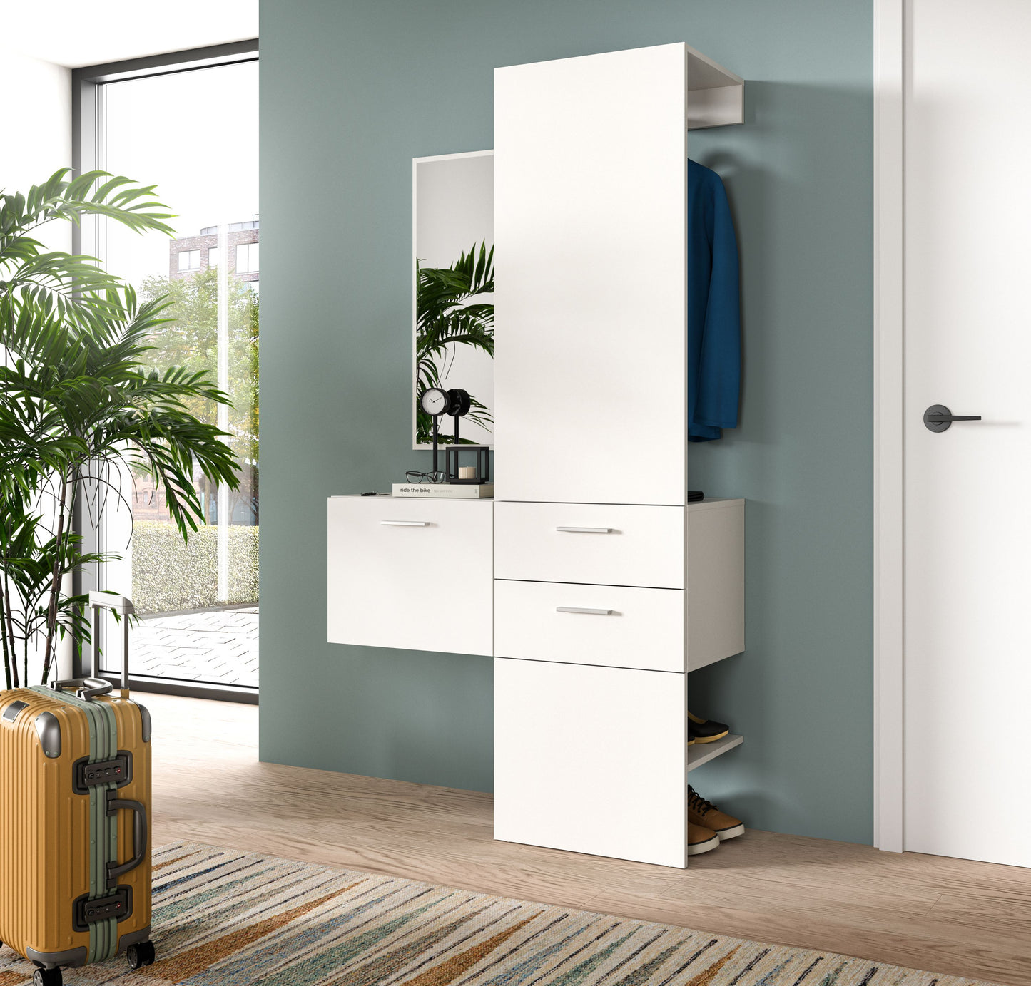 Homes & Jones Garderobe in Weiß mit Spiegel und Schubladenfront am Flur