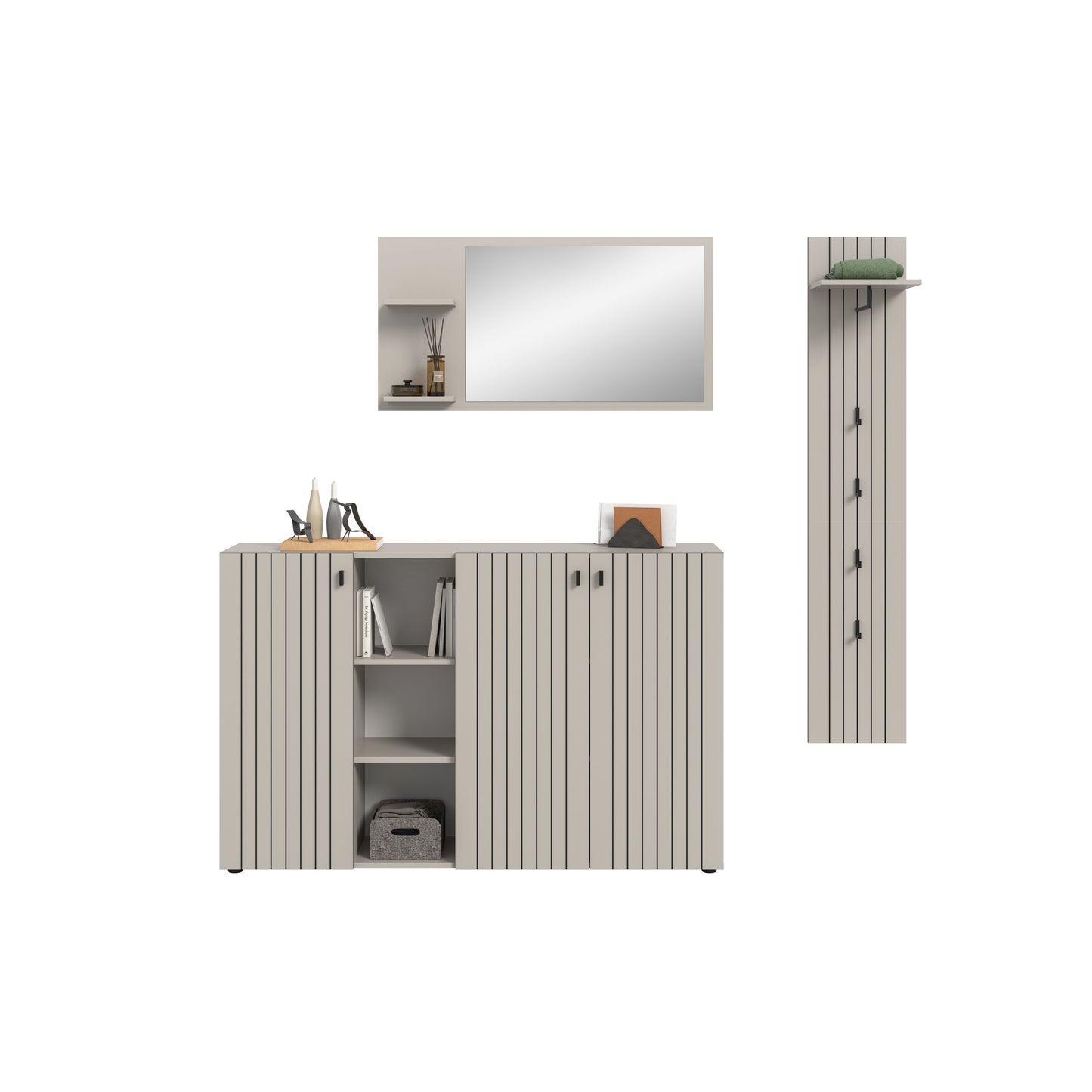 Homes & Jones Garderobe 3-tlg. Garderoben Set, Flurmöbel-Dielenmöbel