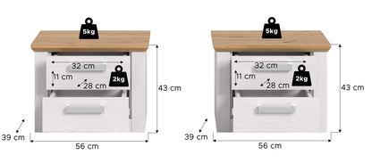 Bedside table set VERONA (W/H/D: approx. 56/43/39 cm) in Sibiu Larch decor/Sibiu Larch decor