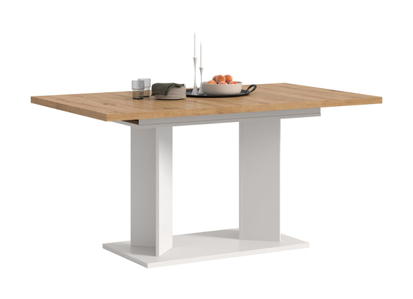 Table à manger GUSTAV (L/H/P : env. 190/76/90 cm) en blanc/imitation chêne Artisan