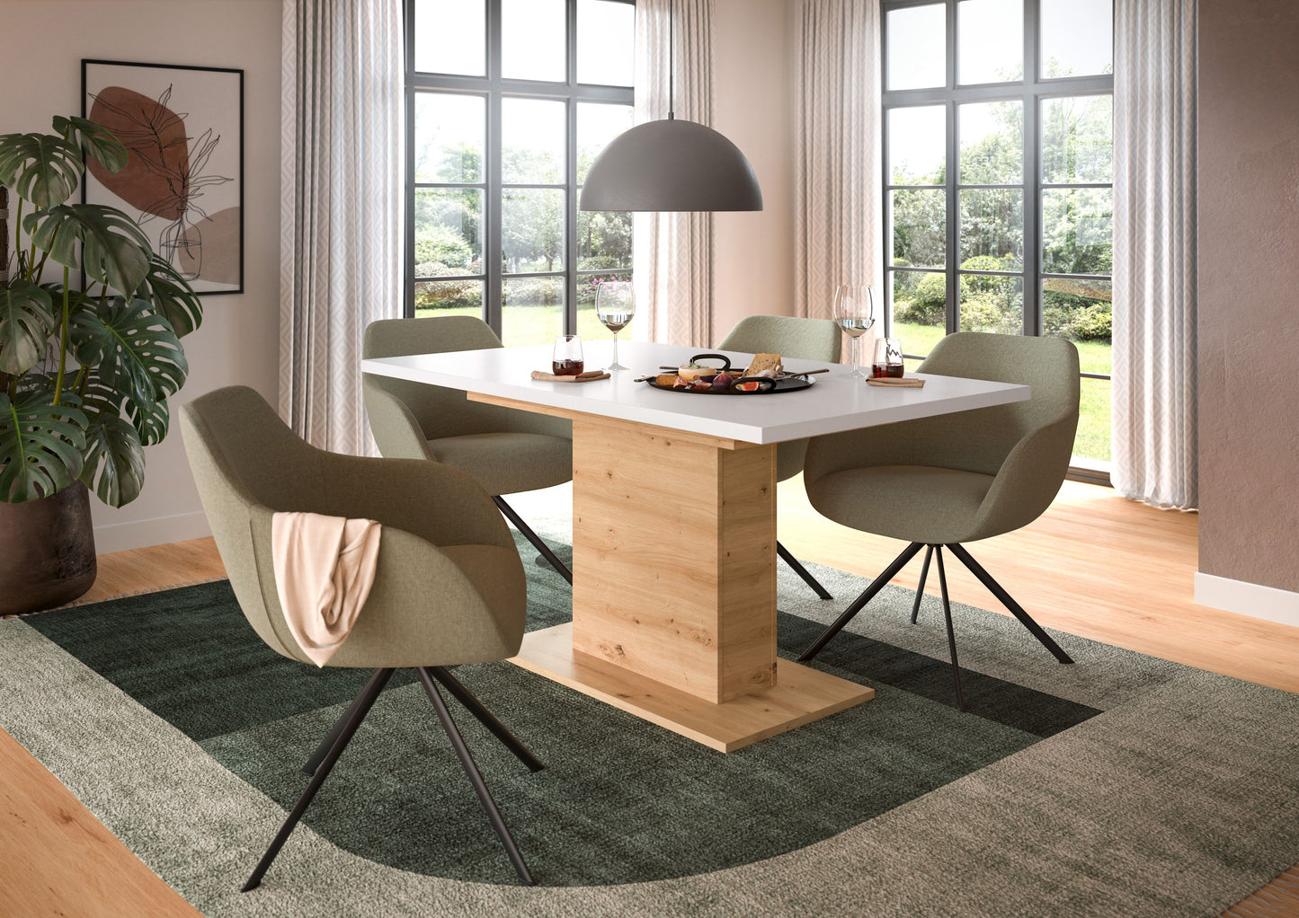 Homes & Jones Esstisch 150x76x90 cm, Esszimmertisch-Tisch mit Säulen Gestell