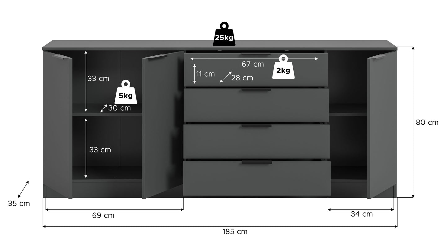 Homes & Jones Sideboard-Kommode, Wohnzimmerschrank-Universalschrank, Wohnmöbel