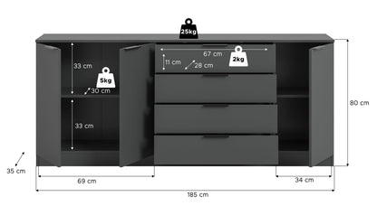 Homes & Jones Sideboard-Kommode, Wohnzimmerschrank-Universalschrank, Wohnmöbel