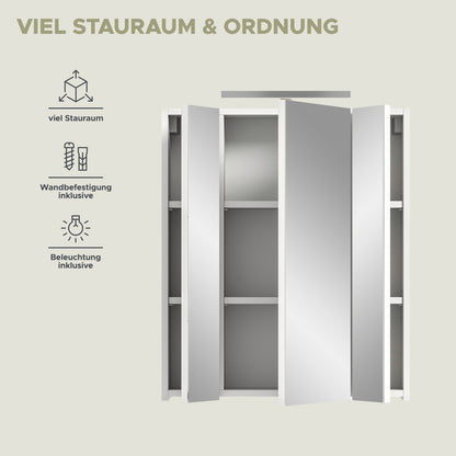 Armoire de toilette avec éclairage ICE (L/H/P : env. 60/70/18 cm) en imitation chêne Nox/noir mat